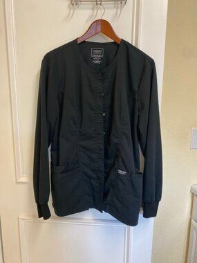 Cherokee Revolution Workwear Black Scrub Uniform Jacket Size Large 12-14
